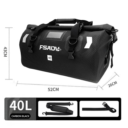 Carbon Black Motorcycle Tail Bag Waterproof 40L 66L Luggage Seat Travel Backpack