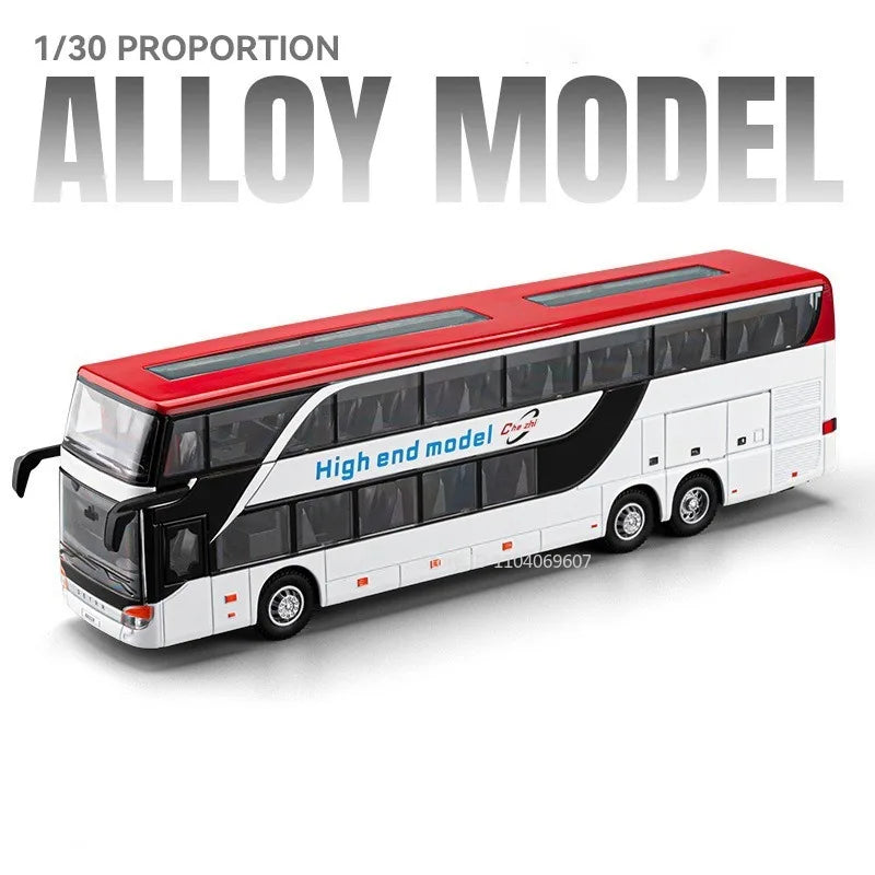 1:30 Sound Light Double Decker Bus Alloy Diecast Model for Kids Gifts