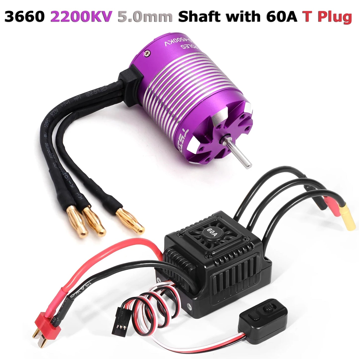60A Brushless Motor ESC for 1/10 RC Car Drift Racing Waterproof Electric