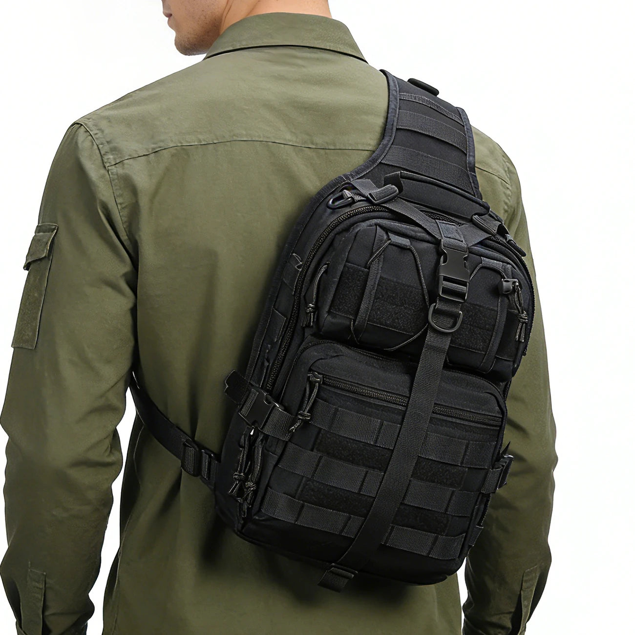 Shoulder Crossbody Bag Large Capacity with Zipper Compartments MOLLE System