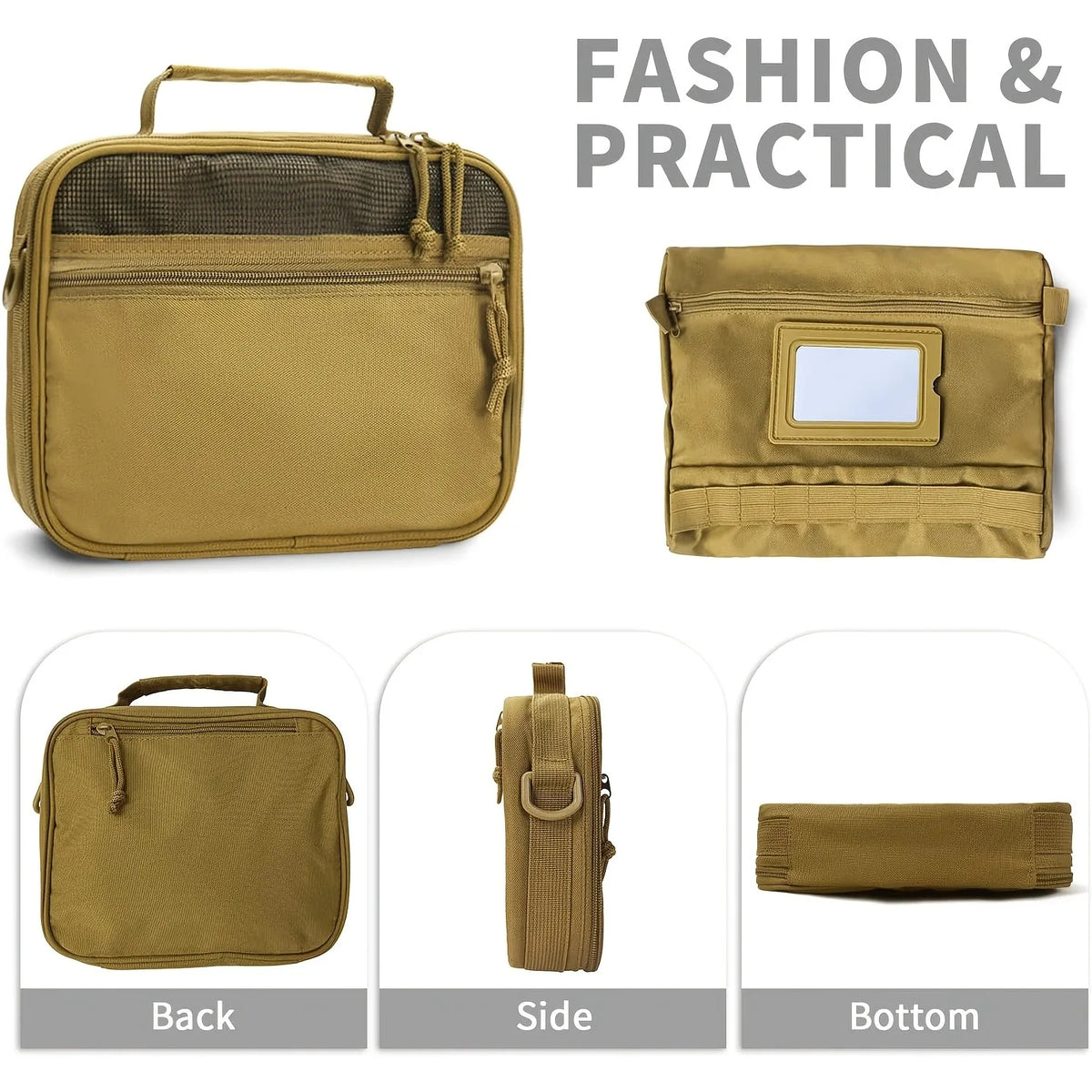 1pc Tactical Travel Bag Toiletry Organizer Molle Wash Pouch for Men