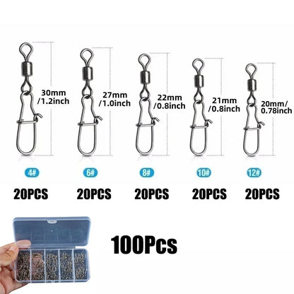 Stainless Steel Bearing Duo-lock Connector Fishing Snaps 200Pcs