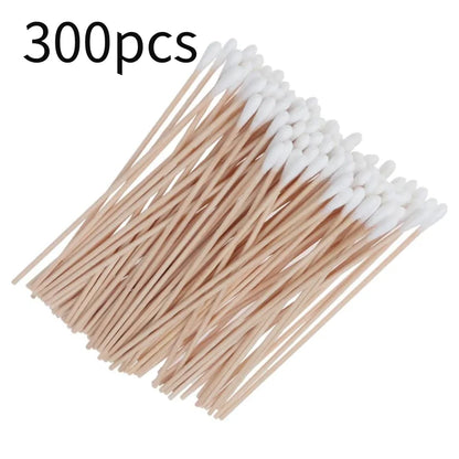 300PCS Cotton Swabs Pointed Tip Wooden Handle Precision Buds