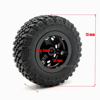 73mm Off-Road RC Tires Wheels 5mm Hex for MN99S MN98 MN82 WPL C24 B36 JJRC Q75 Truck