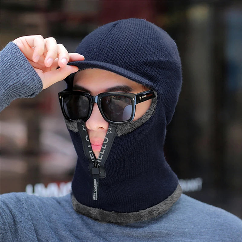 Men's Outdoor Ear Protection Warm Wool Hat Knitted Winter Cap Windproof