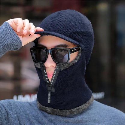 Men's Outdoor Ear Protection Warm Wool Hat Knitted Winter Cap Windproof