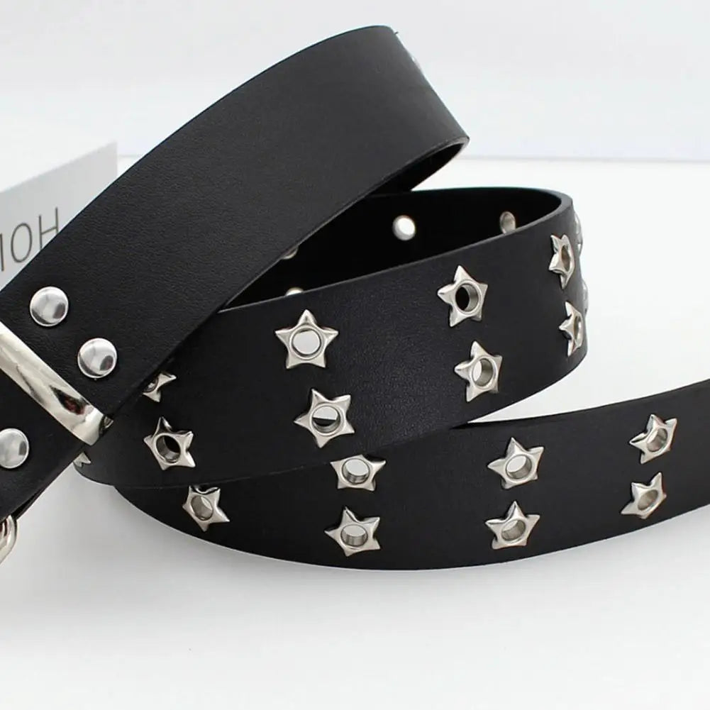 Leather Belt Y2K Punk Rivet Studded Waist Strap for Women Jeans Gothic