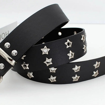 Leather Belt Y2K Punk Rivet Studded Waist Strap for Women Jeans Gothic