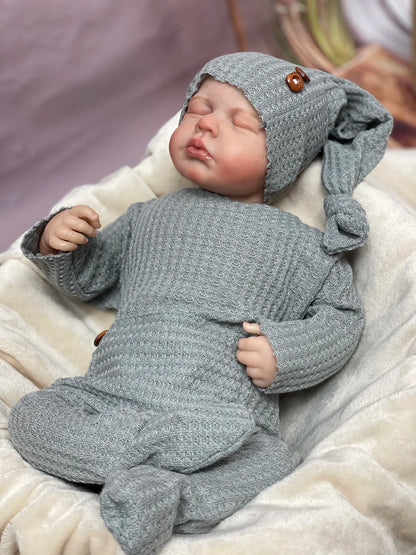 48cm Loulou Twins Reborn Baby Dolls Painted Hair Bebe Doll Set