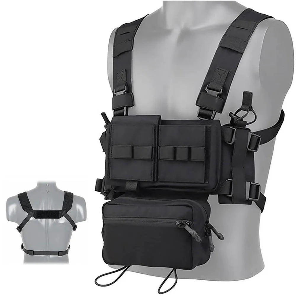 MOLLE Chest Rig Dangler Pouch Camo Vest Tactical Hunting Airsoft Training Bag