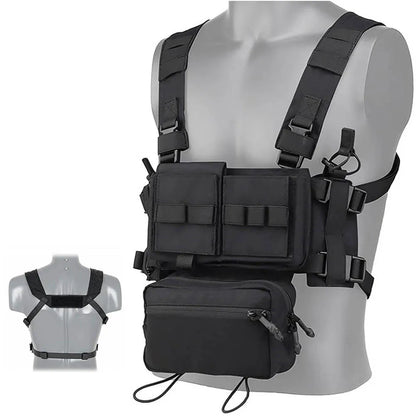 MOLLE Chest Rig Dangler Pouch Camo Vest Tactical Hunting Airsoft Training Bag