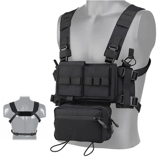MOLLE Chest Rig Dangler Pouch Camo Vest Tactical Hunting Airsoft Training Bag