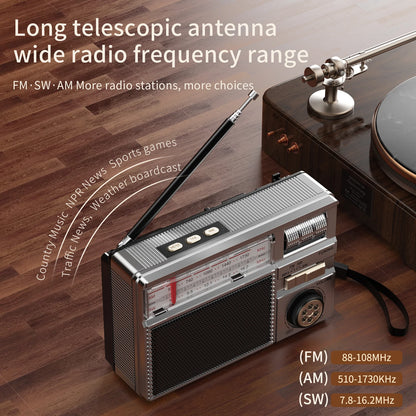 Long-lasting Battery Wireless Retro All-Band Radio with Multi-Mode Charging