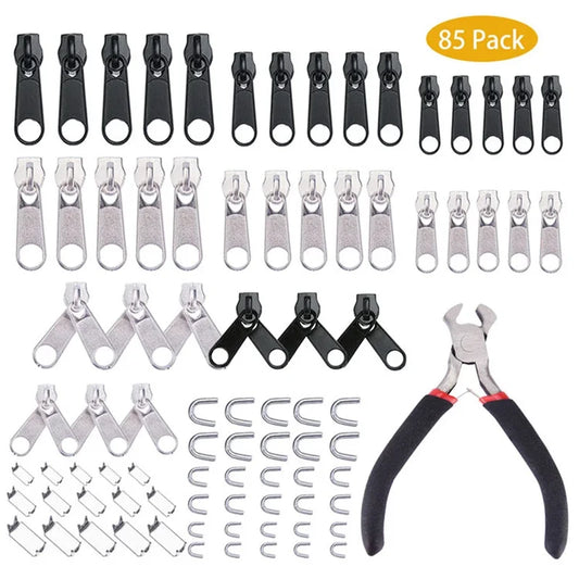 85Pcs Fix Zipper Slider Repair Replacement Universal Puller Clip Zips