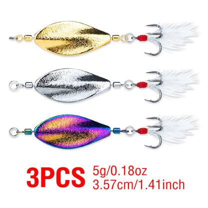 3Pcs Spoon Fishing Lure Metal Baits for Trout Bass 5g 7g 10g 15g