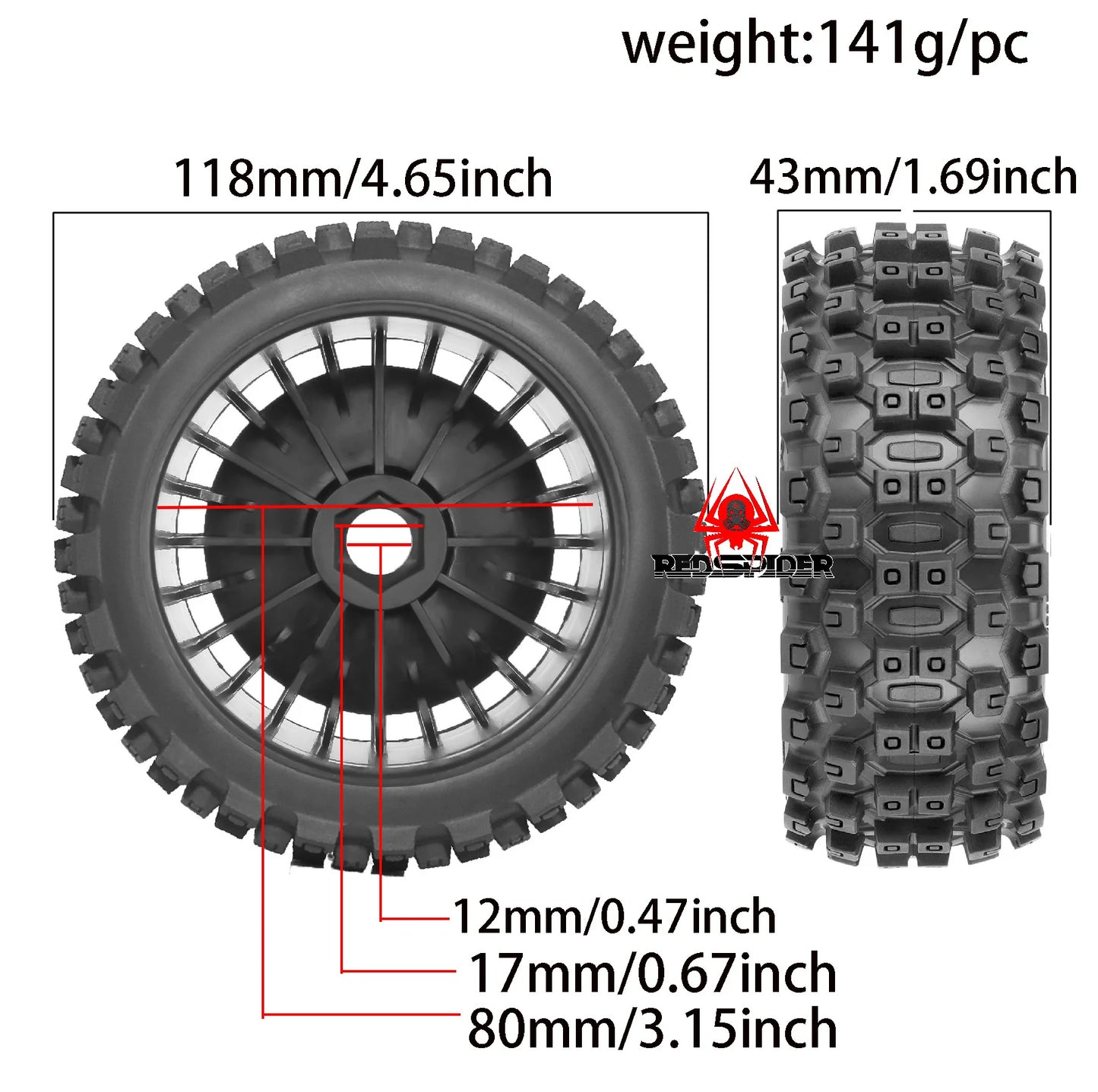 4pcs 17mm Wheel Tires for ARRMA 1/8 Talion 6S BLX,Typhon 6S 3S BLX,Redcat,Losi,Team,Kyosho,HPS,HPI,Hobao,RC Wheel & Wheel Tires