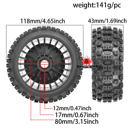 4pcs 17mm Wheel Tires for ARRMA 1/8 Talion 6S BLX,Typhon 6S 3S BLX,Redcat,Losi,Team,Kyosho,HPS,HPI,Hobao,RC Wheel & Wheel Tires