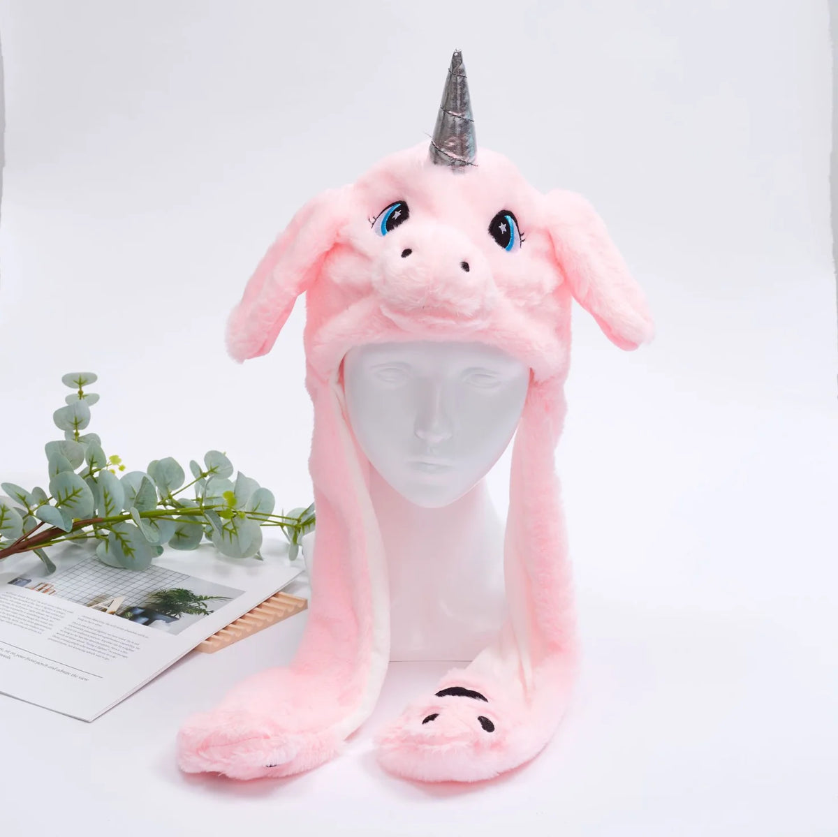 Warm Ear Protection Unicorn Hat with Moving Plush Ears for Kids Party
