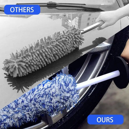 Car Wash Brush Long Handle Plush Cleaning Tool for Rims Spokes Barrel