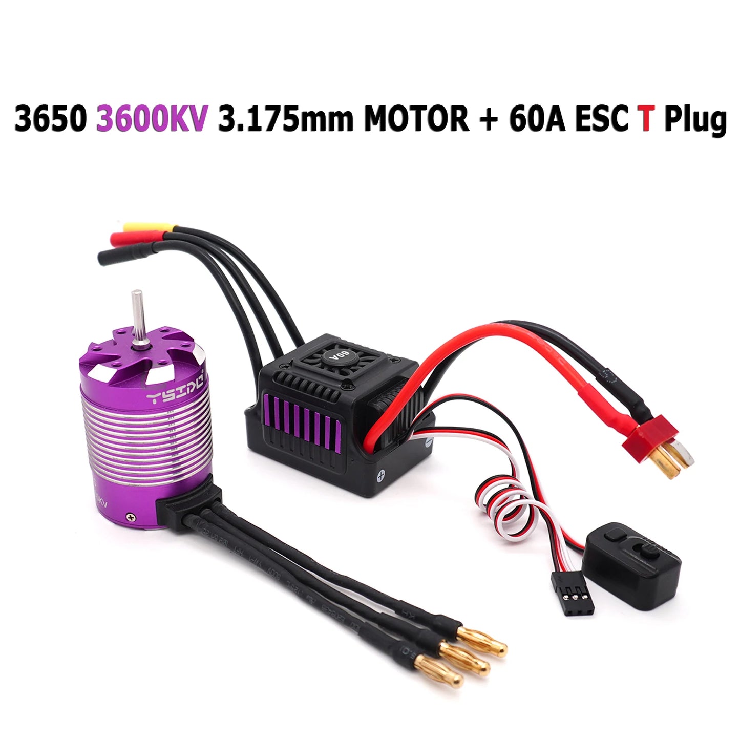 1/10 RC Car Brushless Motor 60A ESC 3650 3660 for Drift Racing Off-Road