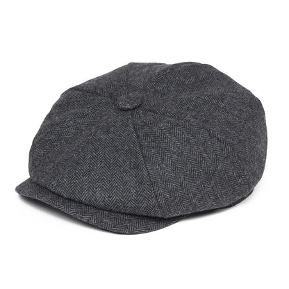 Wool Tweed Newsboy Cap Herringbone Vintage Men Gatsby Flat Hat