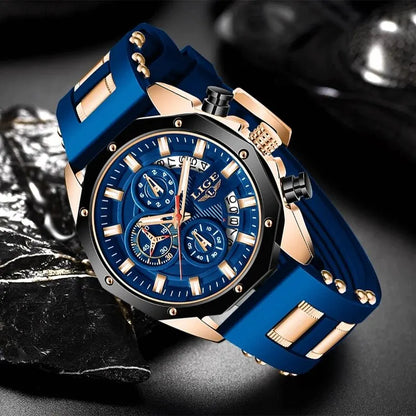 LIGE Fashion Men Watches Top Brand Luxury Silicone Sport Watch Men Quartz Date Clock Waterproof Wristwatch Chronograph Clock Man-EXPROTAS