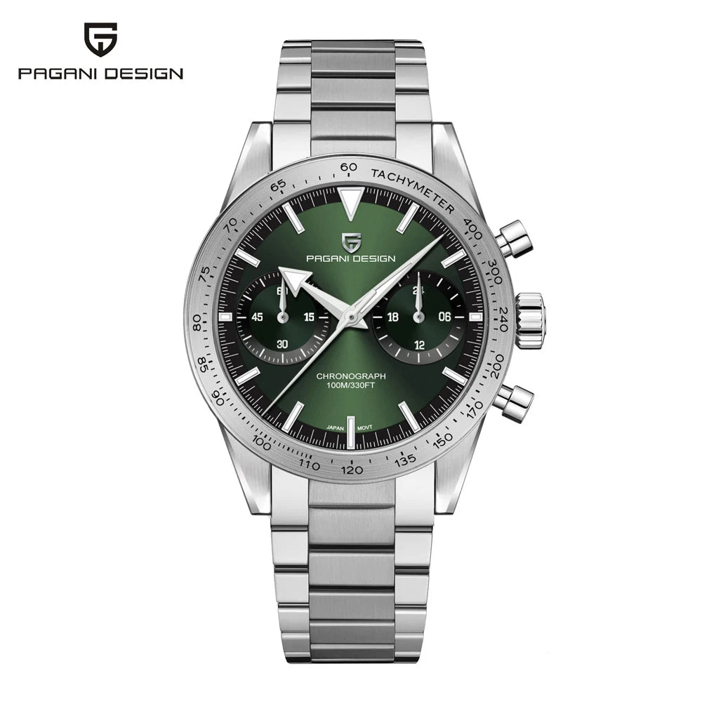 PAGANI DESIGN 2023 Mens watches Moon Quartz  Watch men speed Sport waterproof Chronograph AR Sapphire VK64 Steel Retro Luminous-EXPROTAS