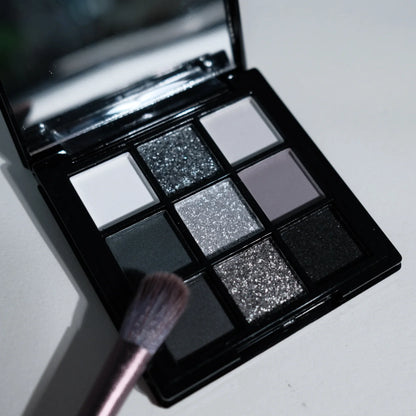 Grey Silver Glitter Eyeshadow Palette 9 Shades Smoky Black Swan Matte
