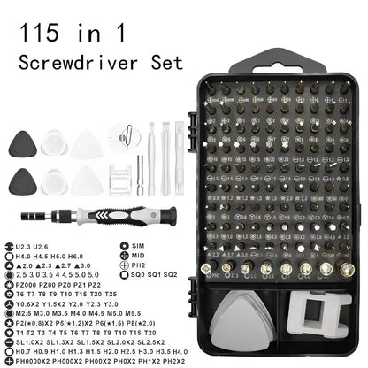 115Pcs Screwdriver Repair Set for Phone, Watch, Glasses, Laptop, Jewellers