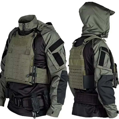 Men's Tactical Long Sleeve Camo Shirt Hooded Quick Dry T-shirt