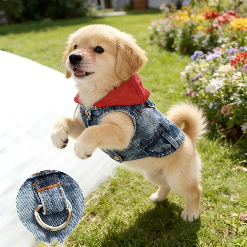 Puppy Denim Coat Jacket for Small Medium Dogs Pet Clothing Vest