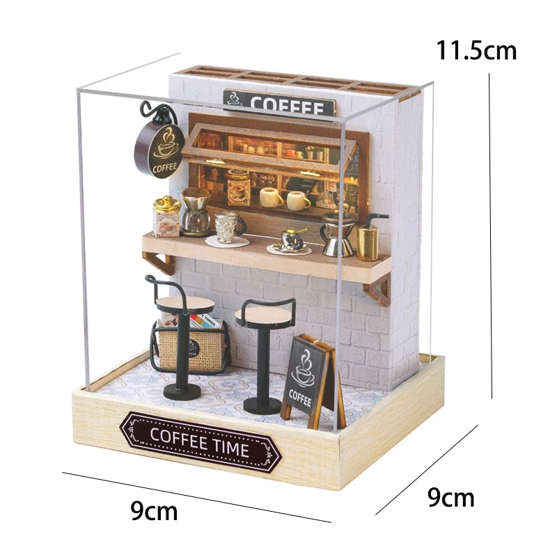 DIY Wooden Dollhouse Christmas Lodge Miniatures with LED Lights Assembly Model Gift - EXPROTAS
