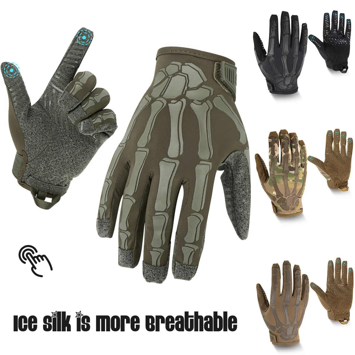 Tactical Full Finger Screen Motorcycle Gloves Outdoor Breathable Knuckle
