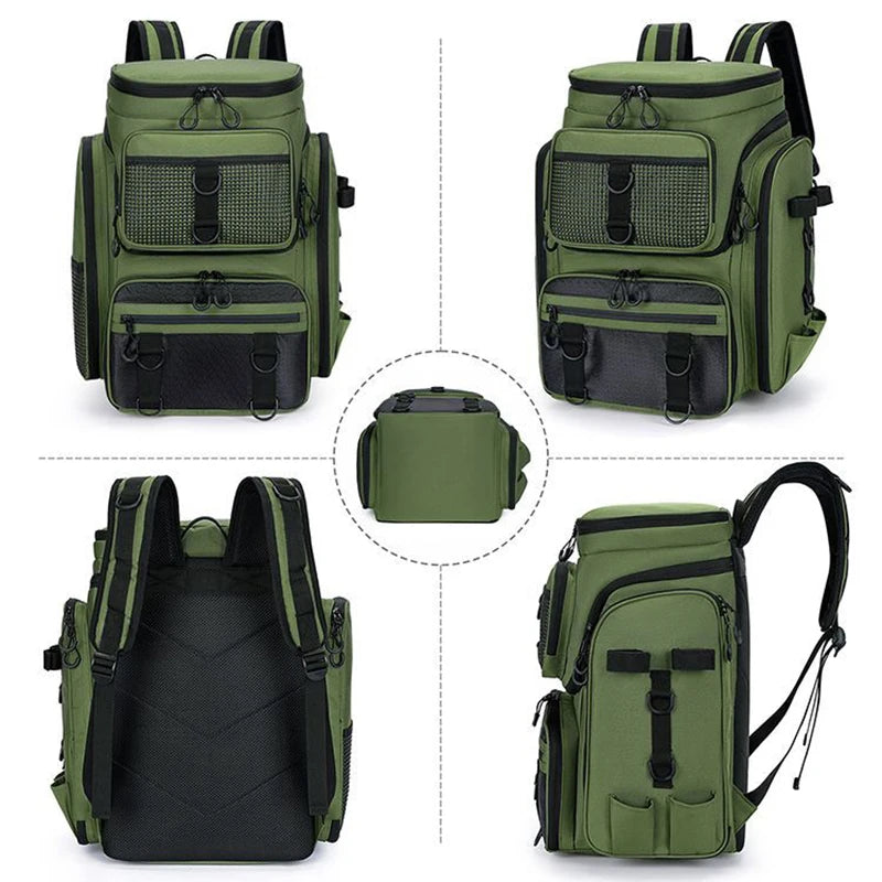 50L Fishing Bag with Rod Holders Chest Bag Fish Tackle Lure Organizer Storage Backpack Outdoor Camping Hiking Large Bagpack-EXPROTAS