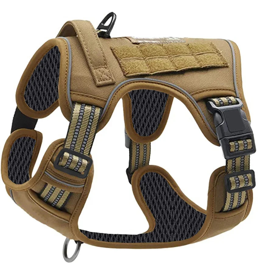 1Pc Dog Tactical Harness Adjustable Military Vest Reflective Handle Large