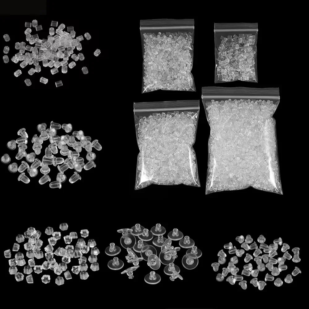 200-2000Pcs Rubber Ear Plug Stoppers Soft Silicone Earring Findings DIY