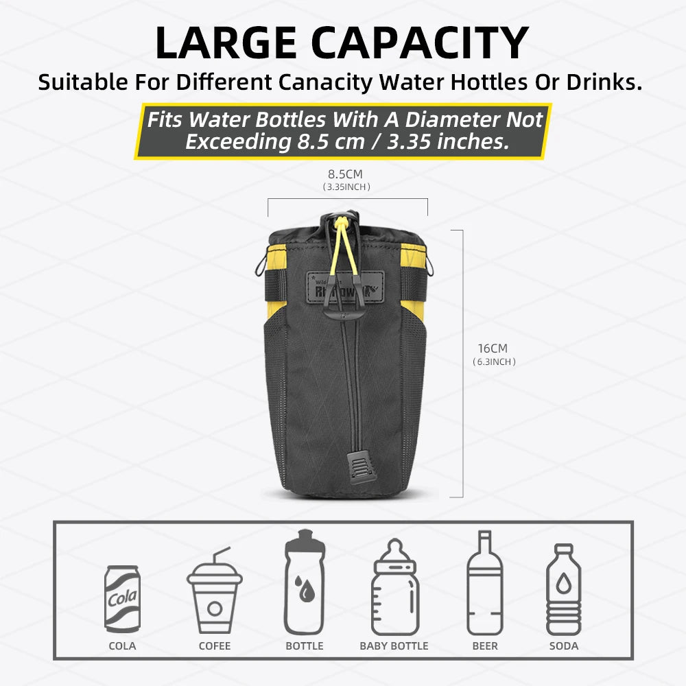 Rhinowalk Bike Water Bottle Carrier Pocket Pouch Bike Insulated Handlebar Tool Bag Touring Commuting Pouch Fit MTB Road Bike