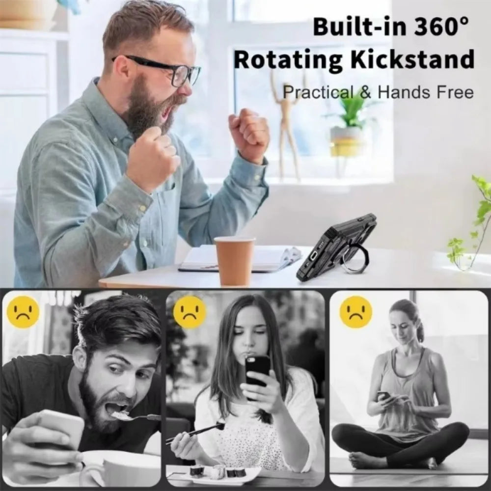 Ring Kickstand Wallet Case for Samsung S23FE S24 S25 A14-A55 Heavy Duty