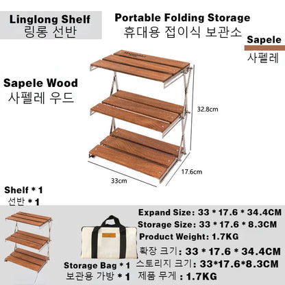 MOUNTAINHIKER Outdoor Camping Rack Portable Three-tier Rack Easy To Carry Foldable Picnic Camping Barbecue Folding Table-EXPROTAS