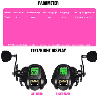 SAMOLLA Baitcasting Fishing Reel Electronic Big Led Screen High Speed 7.2:1 10kg Saltwater Waterproof Cast Drum Wheel Casting-EXPROTAS