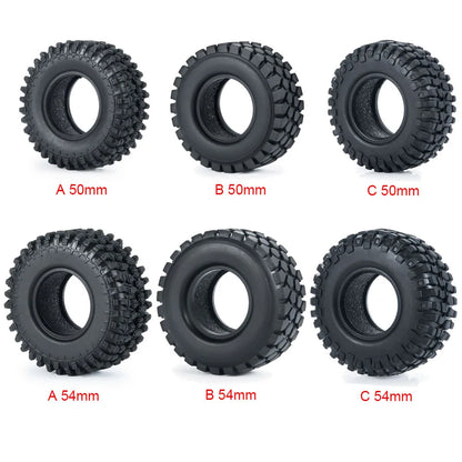 YEAHRUN 4Pcs 1.0inch Soft Rubber Wheel Tires 50/54/58/62/64/65mm for TRX-4M 1/18 Axial SCX24 1/24 RC Crawler Car Upgrade Parts-EXPROTAS