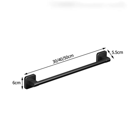 Self-Adhesive Bathroom Towel Rack No-Drill White Black Towel Bar Rail
