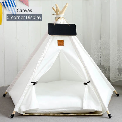 Pet Teepee Tent | Portable Indoor Dog Cat Bed with Cushion and Blackboard