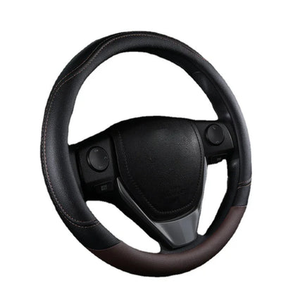 1PC Steering Wheel Cover PU Leather Anti-Slip Universal Fit Black Pink