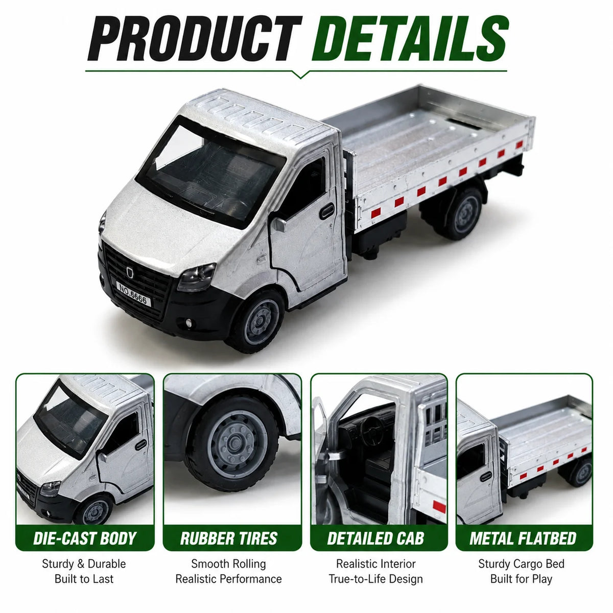 1/34 Scale Alloy Pullback Truck Die-Cast Metal Cargo Boy's Toy