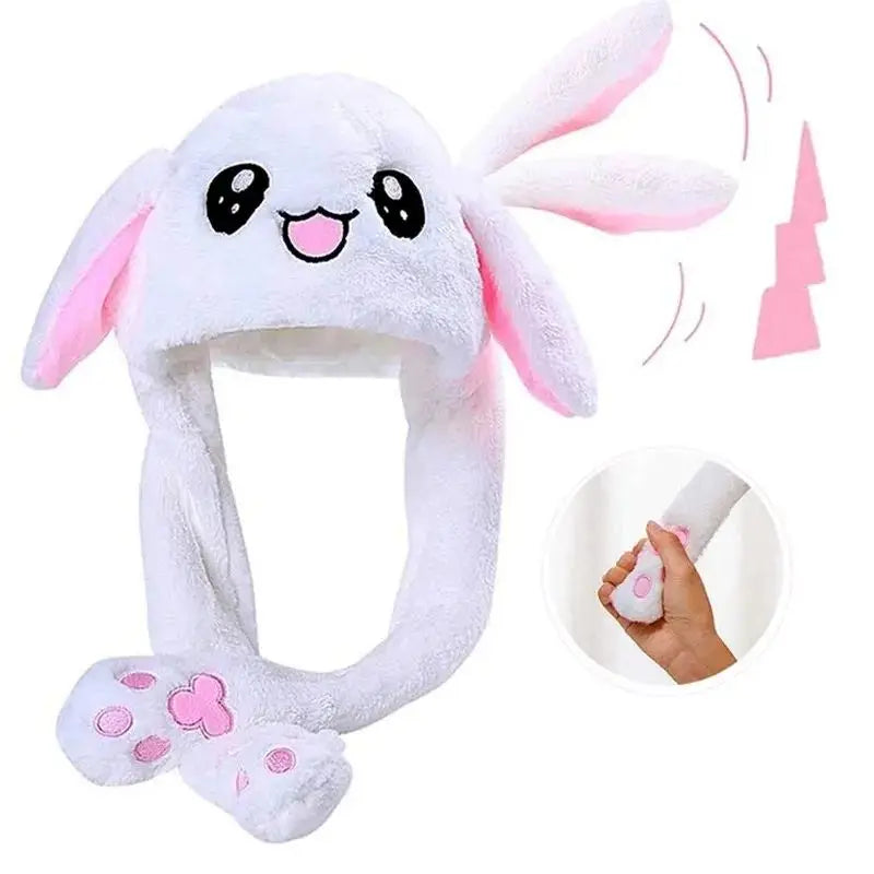 Girls Boy Wrap Plush Rabbit Ear Hat for Kids Cartoon Animal Cap