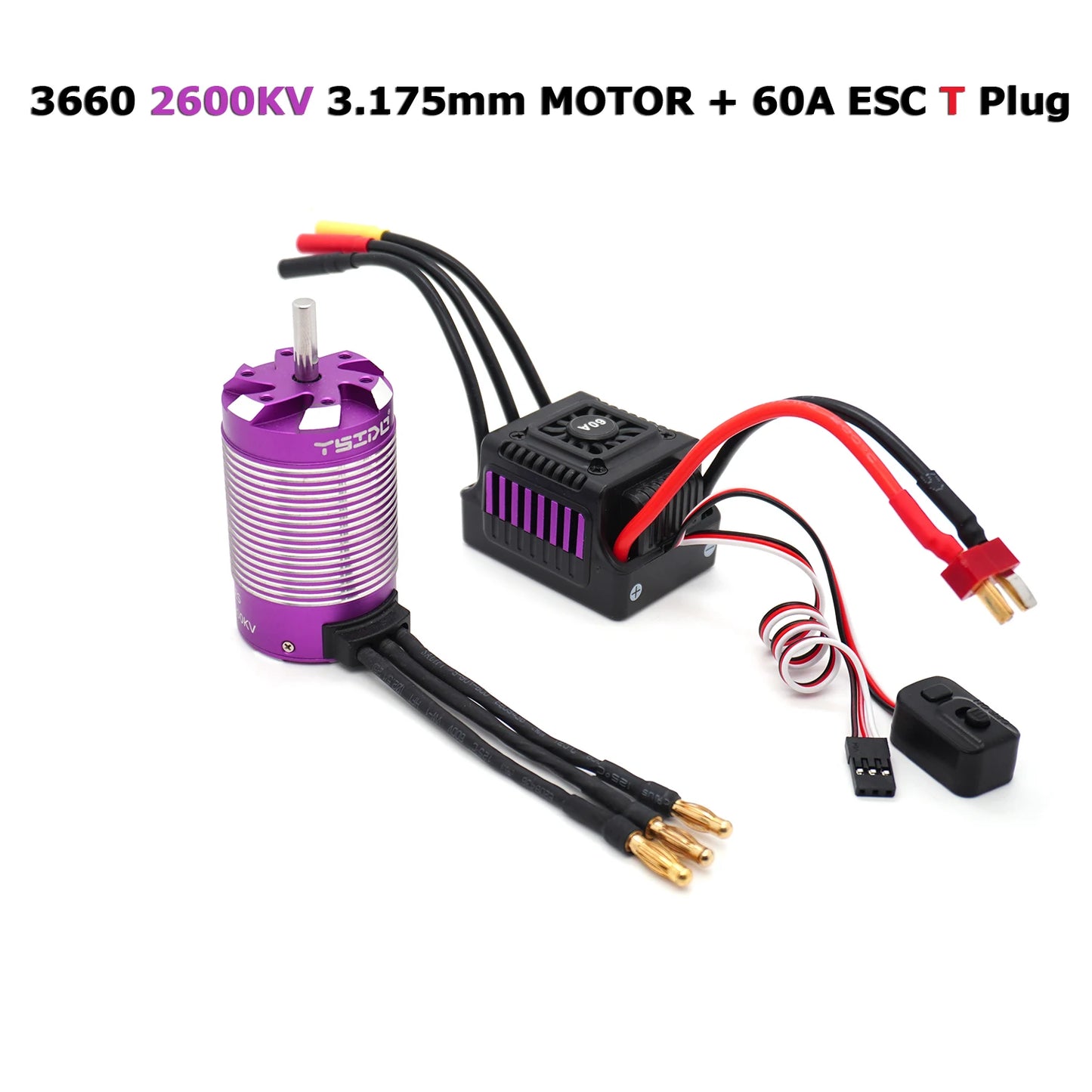 1/10 RC Car Brushless Motor 60A ESC 3650 3660 for Drift Racing Off-Road
