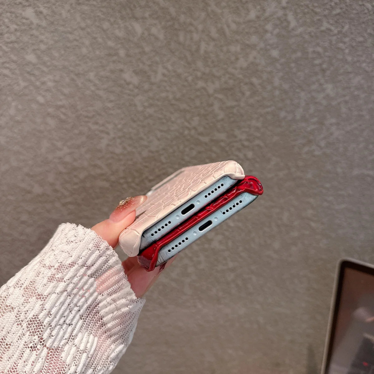 Glossy Crocodile Leather Case for iPhone 11-17 Air Pro Max Plus Frameless