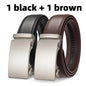 Automatic Buckle Belt Leather Ratchet Adjustable Men Black Brown Strap