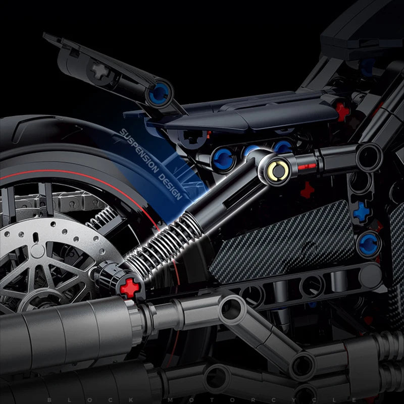 1:8 Night Racer Motorcycle Building Blocks 500+pcs MOC Technical Model Toy Gift